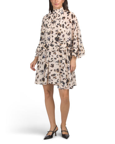ALEXIA ADMOR Mock Neck Cape Stil Mini Geyim
