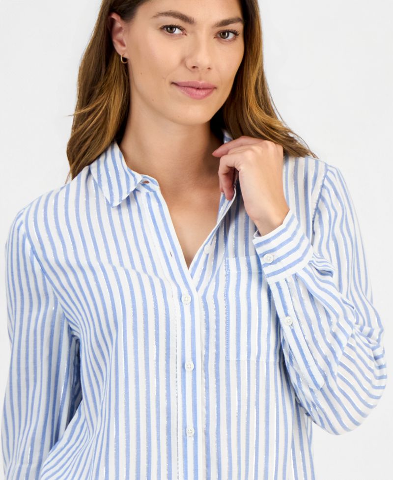 Style &amp; Co Qadın Zolaqli Mükəmməl Köynəyi, Macy's Eksklusiv