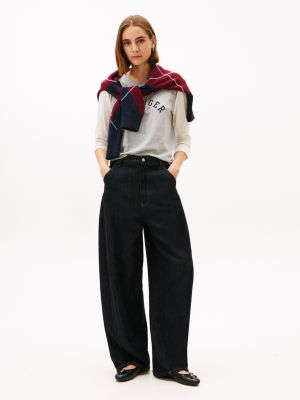 Tommy Hilfiger Rəngli Blok Hilfiger Arch Loqosu T-Shirt, Boz Açıq Ton YoxYox