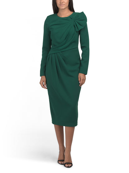 BADGLEY MISCHKA Uzun Tənəkəli Drapeli Formal Midi Geyim