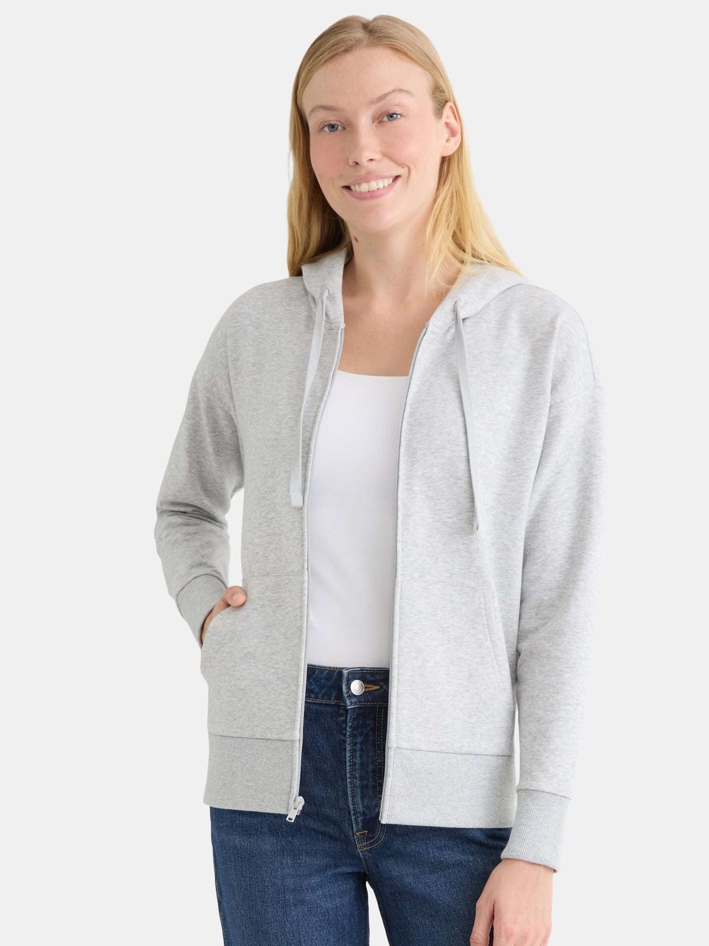 Time and Tru Qadın Fermuar Ön Fleece Huddi Gödəkçə, XS-4X Ölçüləri YoxYox