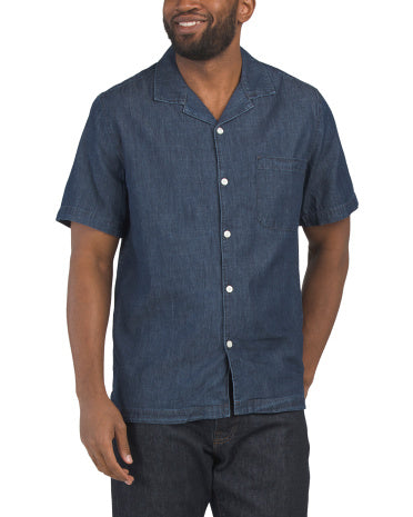 KENNETH COLE Chambray Camp Yaxa Köynəyi