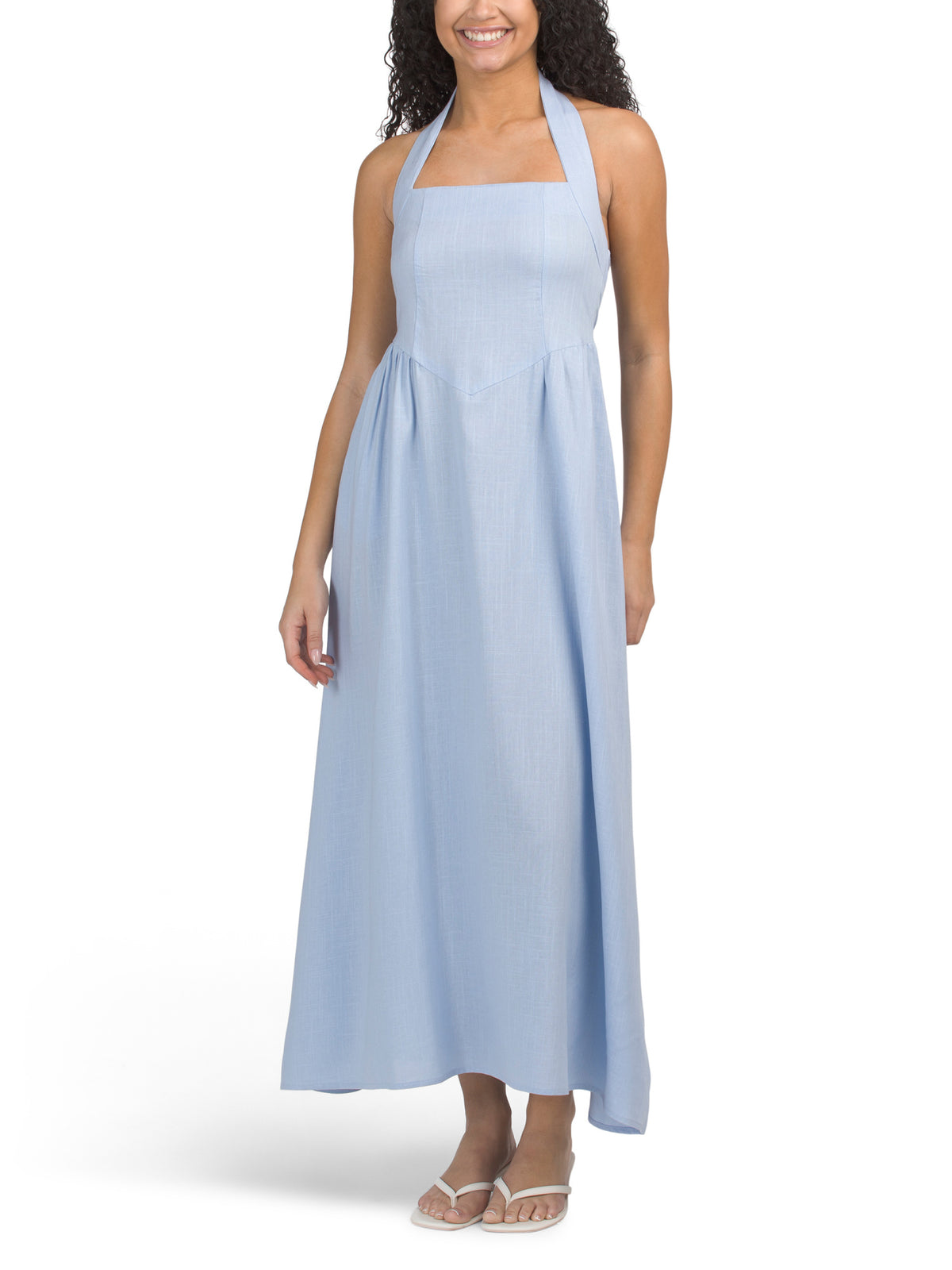 WHITE CLOSET Kətən Qarışığı Halter Boyunlu Maksi Geyim