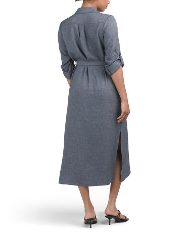 MAX STUDIO Roll Tab Sleeve Maxi Shirt Dress