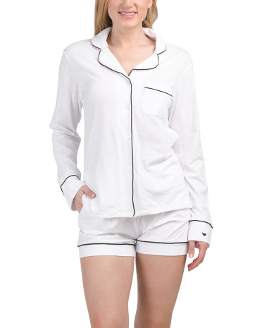 COSABELLA 2-hissəli Pima Pambığı Qarışığı Bella Qısa T袖 Pijama Tops və Şalvar Dəsti