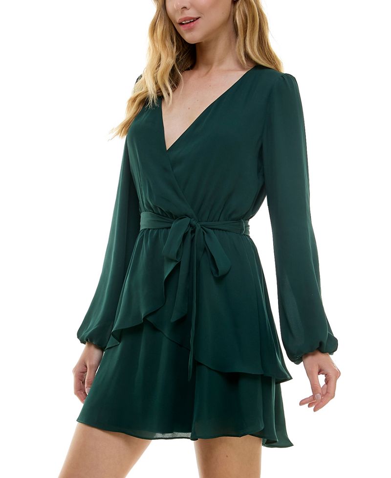 City Studios Qız Surplice Boyunlu Fit & Flare V-Boyun Geyimi