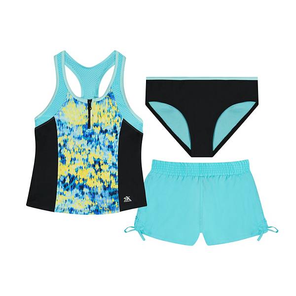 ZeroXposur Qız 4-20 1/2 3 Parçalı Tankini Üzgü Dəsti