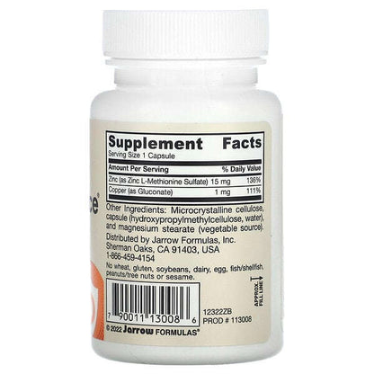 Jarrow Formulas Vegan Zinc Balance 100 Veggie Capsules YoxYox