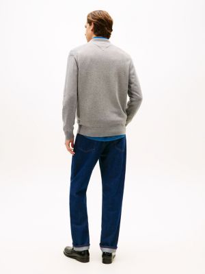 Tommy Hilfiger Pamuk Zip Baseball Kardiqanı, Orta Boz Heather