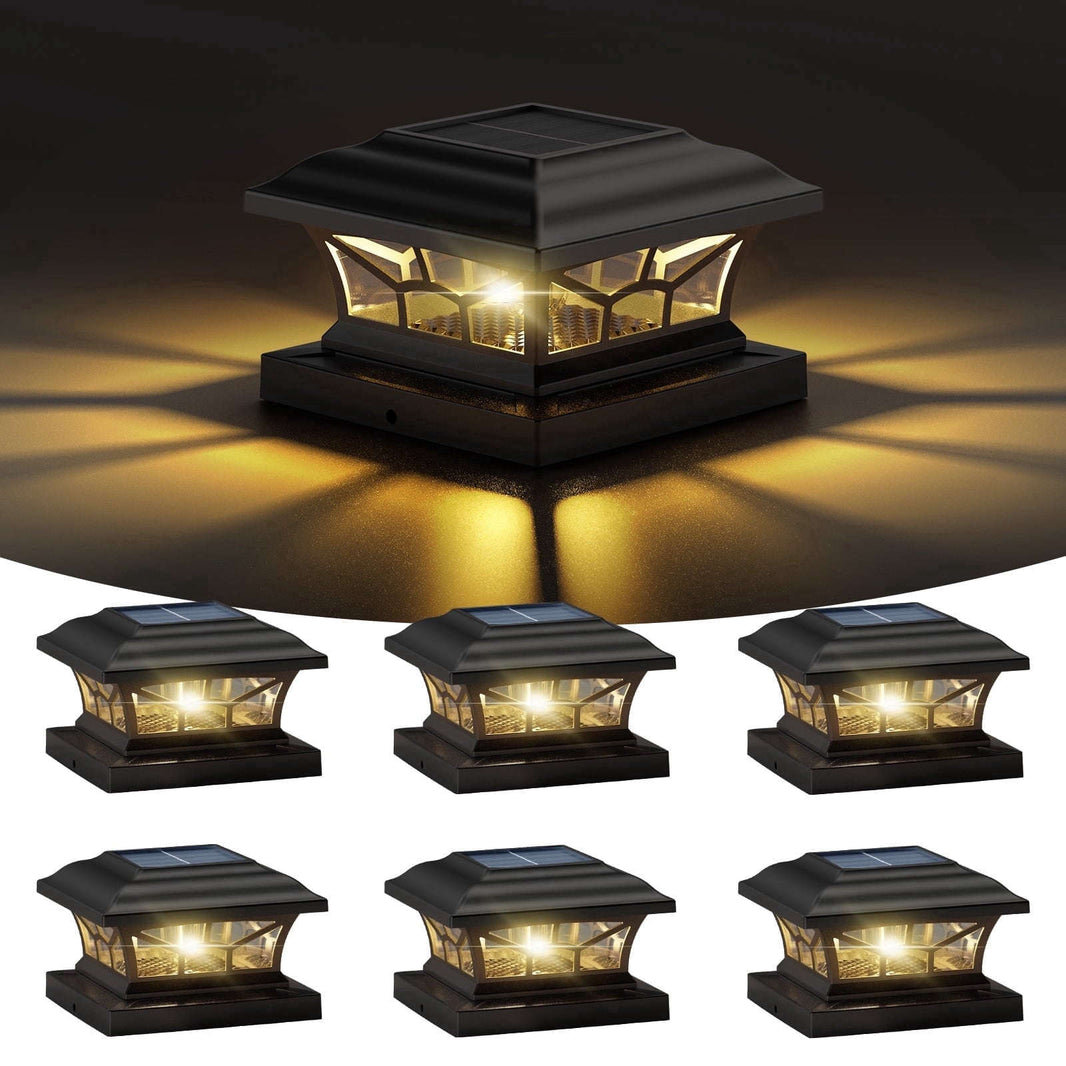 Mərtəbə Dirəyi Üçün Günəş İşıqları 4x4/5x5/6x6 Ağac/Vinil Dirəklər Üçün 6 Paket İki İşıq Rejimi LED İsti/Soyuq Ağ Bağ Həyətində Dekorasiya (Qara, 6) YoxYox