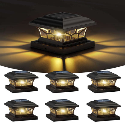 Mərtəbə Dirəyi Üçün Günəş İşıqları 4x4/5x5/6x6 Ağac/Vinil Dirəklər Üçün 6 Paket İki İşıq Rejimi LED İsti/Soyuq Ağ Bağ Həyətində Dekorasiya (Qara, 6) YoxYox
