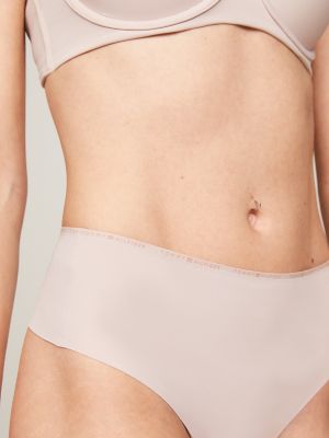 Tommy Logo Yüksək Bel Tanga, Balanslaşdırılmış Bej