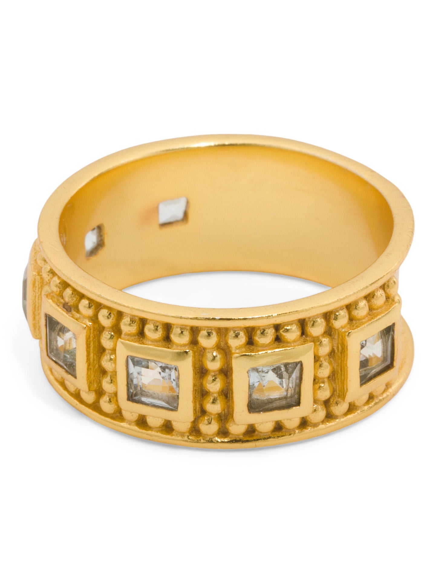 SHAANTI JEWELS Hindistanda İstehsal Edilmiş 18kt Qızılı Kaplı Topaz Bəzəkli Üzük
