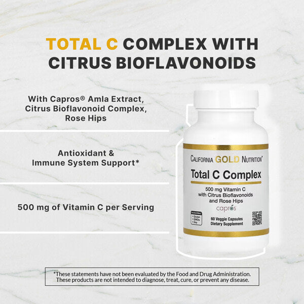California Gold Nutrition Total C Kompleks Askorb Turşusu Amla Ekstraktı Sitrus Bioflavonoidləri Gül Çətiri Ekstraktı 500mg