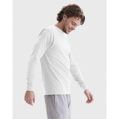 Hanes Beefy Kişi Uzun Qol Köynəyi, Pambıq Ağ L