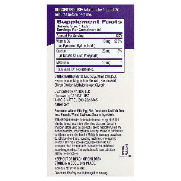 Natrol Melatonin Vaxtaşırı Buraxma 10 Mg 100 Tablet YoxYox