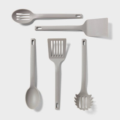 Room Essentials 5 Parçalı Mətbəx Aləti Başlanğıc Dəsti Boz