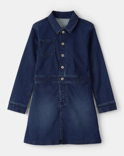OshKosh B'gosh Qız Tünd Yuma Cins Uzun Qol Geyimi - Mavi