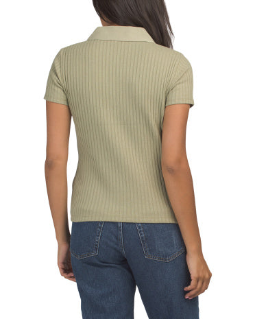 Ribbed Short Sleeve Polo Qısa Kollu Polo Köynəyi