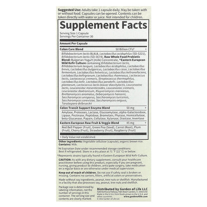Garden of Life Raw Probiotics Colon Care 30 Bitki Əsaslı Kapsul