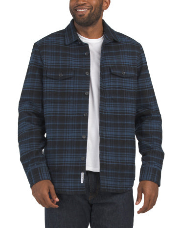 Plaid Flannel Shirt Jacket Kareli Flanel Gödəkçə