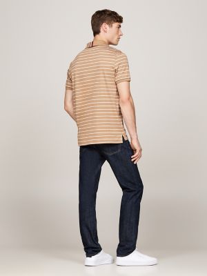 Tommy Hilfiger Regular Fit Pambıq Polo, Safari Canvas/Krem