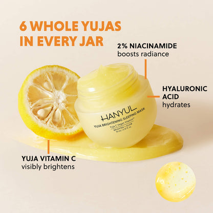Hanyul Koreya Mini Yuja Parlaqlığı Artıran Gecə Maskı və Nəmləndirici Vitamin C və Niacinamidlə