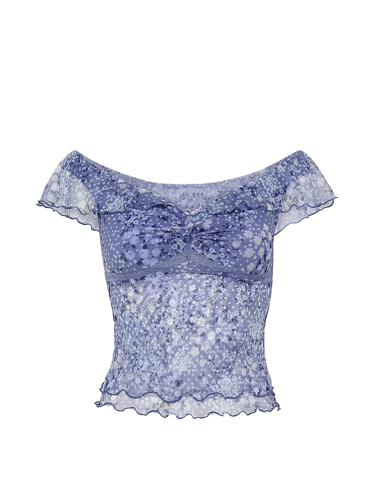 PINK Oﬀ-The-Shoulder Ruﬄe Top