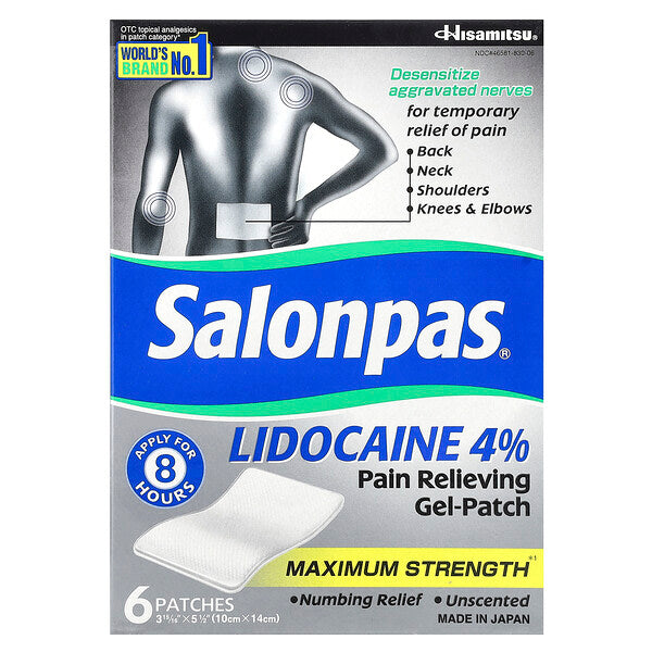 Salonpas Lidocaine 4 Ağrı Gidərən Gel Plaster Maksimum Güc 6 Adet