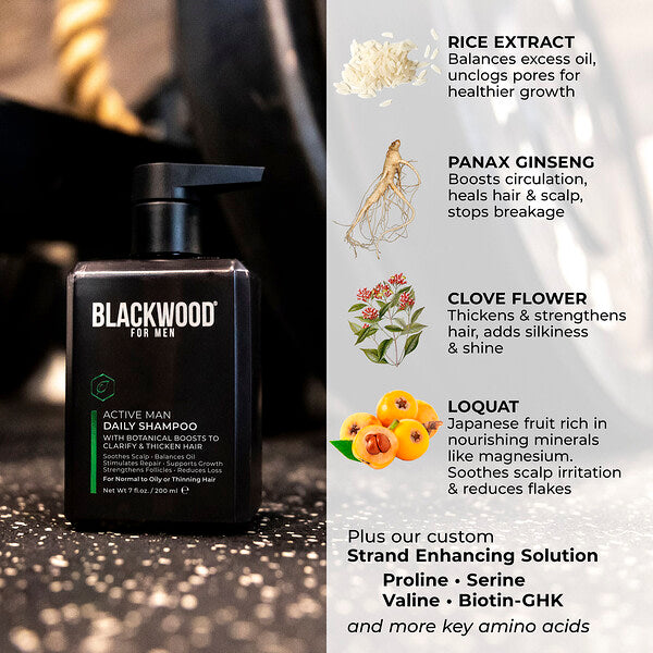 Blackwood Kişi Üçün Aktiv Gündəlik Şampun Normal, Yağlı və Seyrək Saç Üçün 200ml