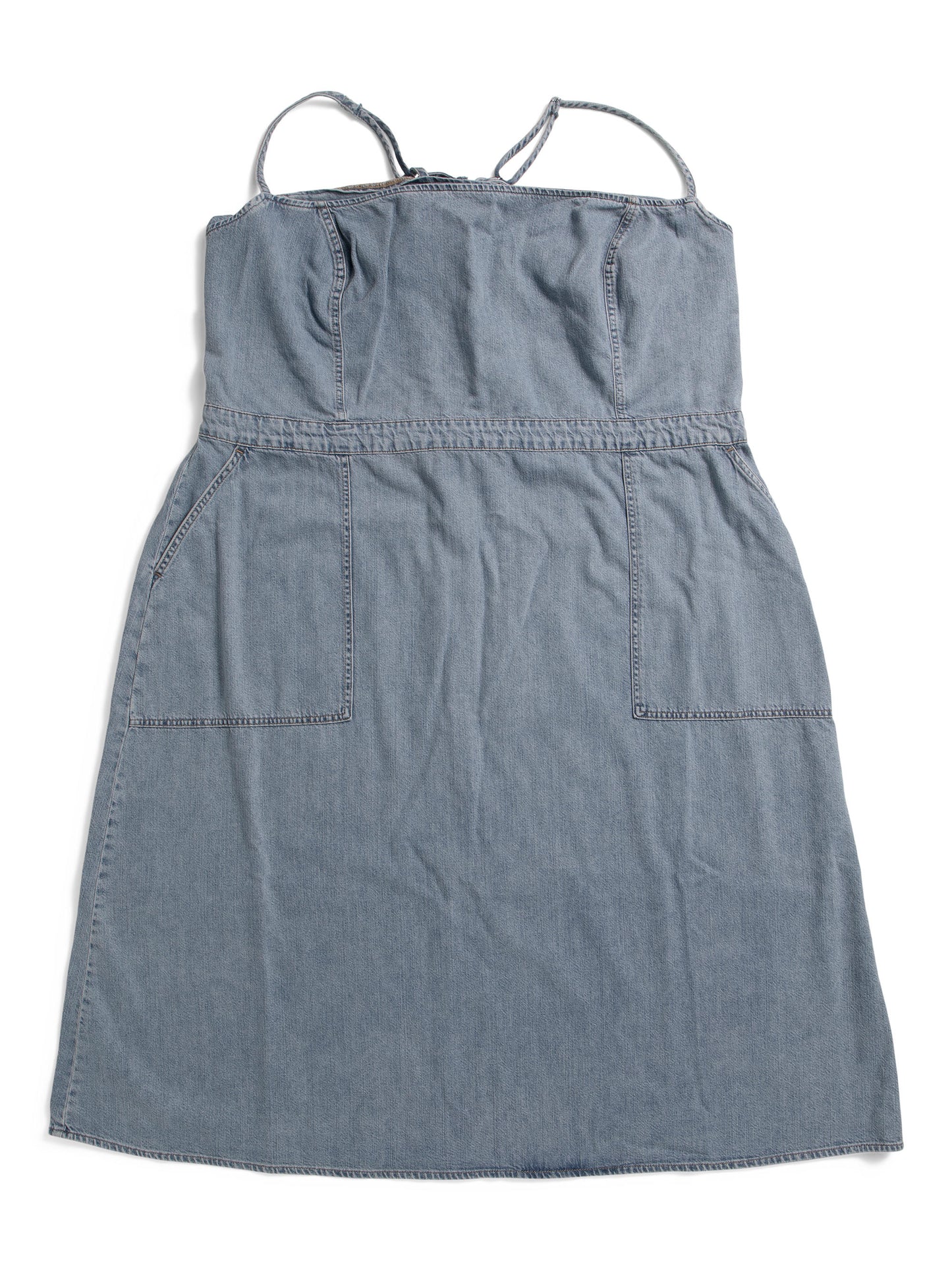 GOOD AMERICAN Plus Linen Blend Lite Denim Midi Geyimi