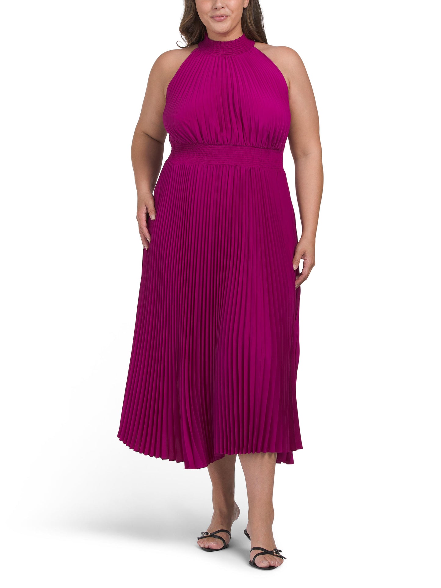 MARINA Plus Pleated Halter Geyimi