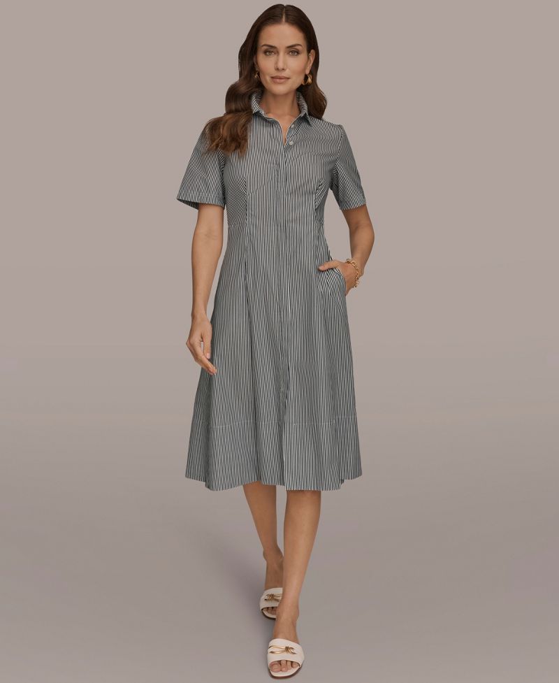 Donna Karan Weekend Qadın Yaxalıqlı Düymələri Öndə Geyim
