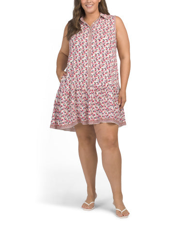 MAX STUDIO Plus Textured Border Print Mini Geyim