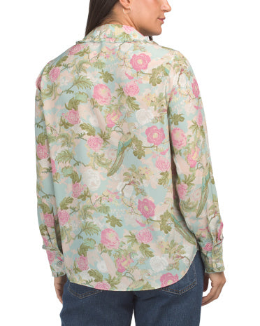 ROSE &amp; OLIVE Peacock Toile Tapestry Qırçılı Düymə Qabağı Köynək
