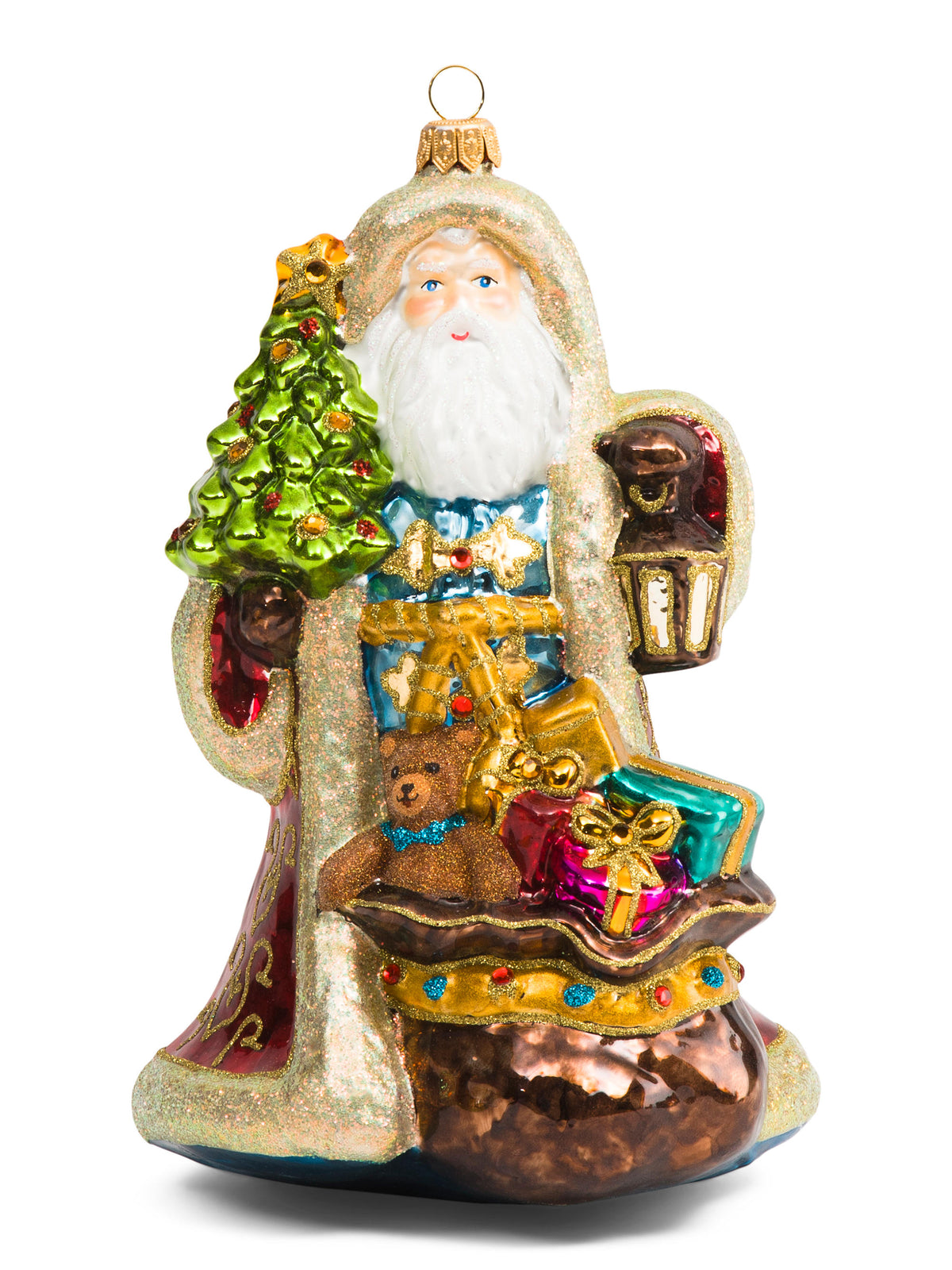 GLASSWARE ART Polşada İstehsal Edilmiş 24k Qızıl Tores Çantası Ornamenti 4x7.5