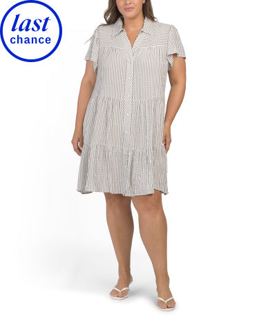 JANE &amp; DELANCEY Plus Cabana Çubuqlu Yapışdırılmış Boyun Gömləkli Geyim