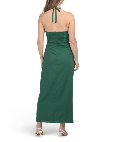 DRA Kətan Qarışımlı Halter Maxi Geyim