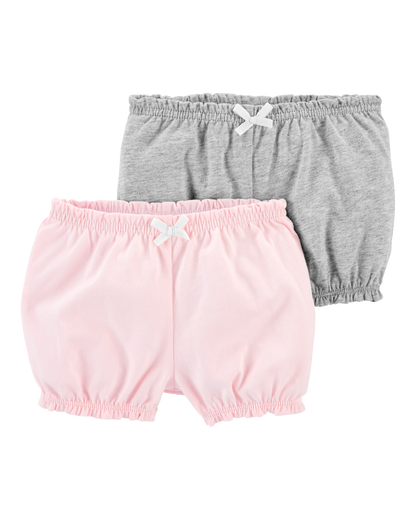 Carter's Qız Uşaq 2-Paket Baloncuk Şortu - Çəhrayı/Boz