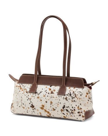 CAVALCANTI Made In Italy Small Haircalf Cow Print East West Satchel