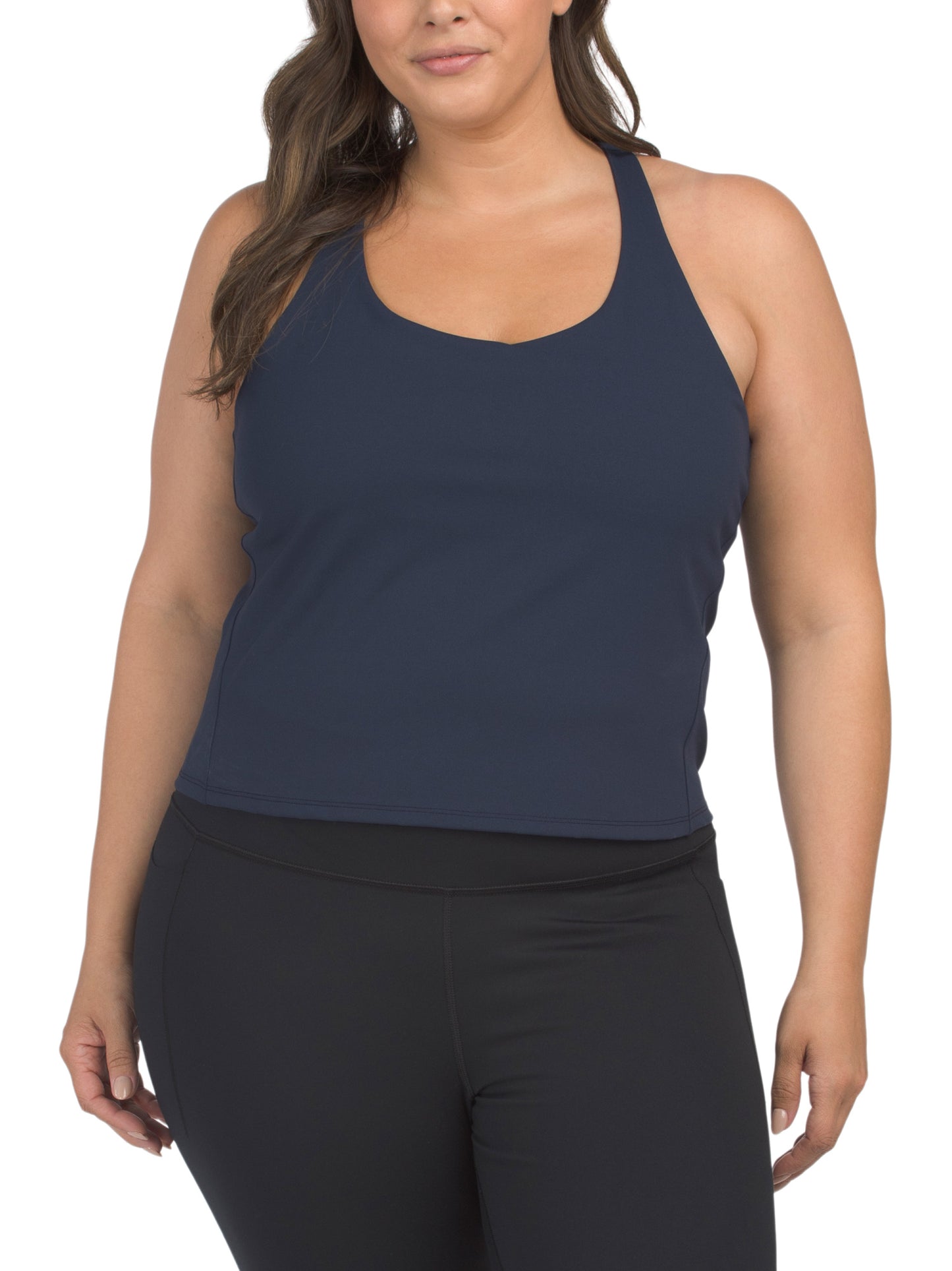 SPANX Plus Kontur Çapraz Arxada Tank Top Daxili Shelf Sütyən ilə