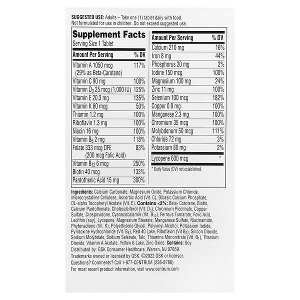 Centrum Kişi Multivitamini 120 Tablet
