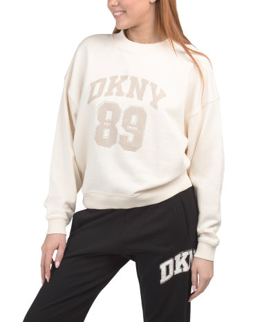 DKNY SPORT Qövsün Şəklində Zədələnmiş 89 Brilliant Loqolu Crew Neck Sweatshirt