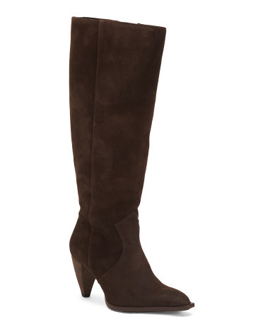 VINCE CAMUTO Made In Brazil Suede Nally Geniş Baldır Gündəlik Uzun Çəkmə