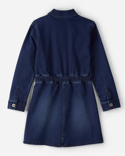 OshKosh B'gosh Qız Tünd Yuma Cins Uzun Qol Geyimi - Mavi