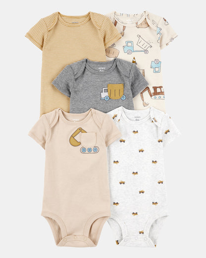 Carter's Uşaq Oğlan 5-li Paket Qurğuşma Qısaqollu Pambıq Bodisuitləri