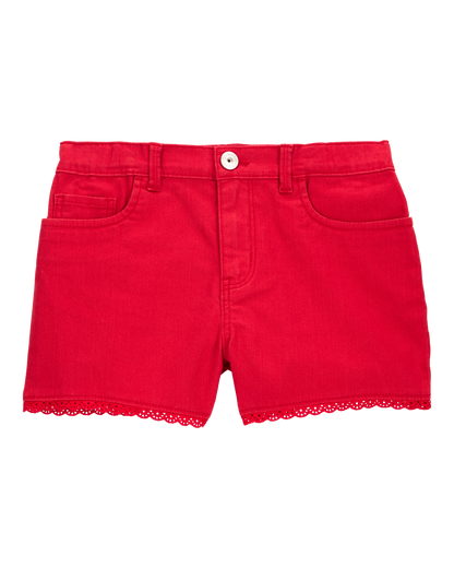OshKosh B'gosh Uşaq İkonik Göz Dəliyi Şortları - Qırmızı