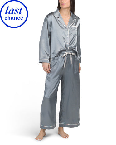 MER-SEA 2-Hissəli Satin Dənizçi Pijama Dəsti