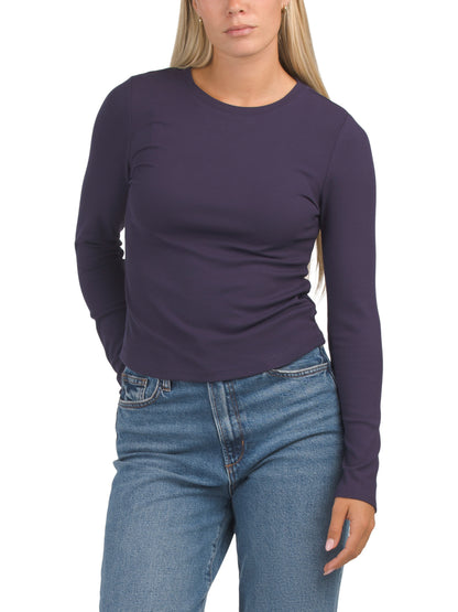 TAHARI Uzun Qol Crew Neck T-Shirt