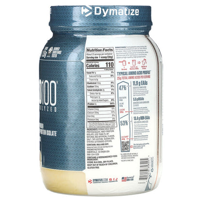 Dymatize ISO100 Hidrolizləşdirilmiş 100% Peyin Protein İzolyanı Gurme Vanil 610 G